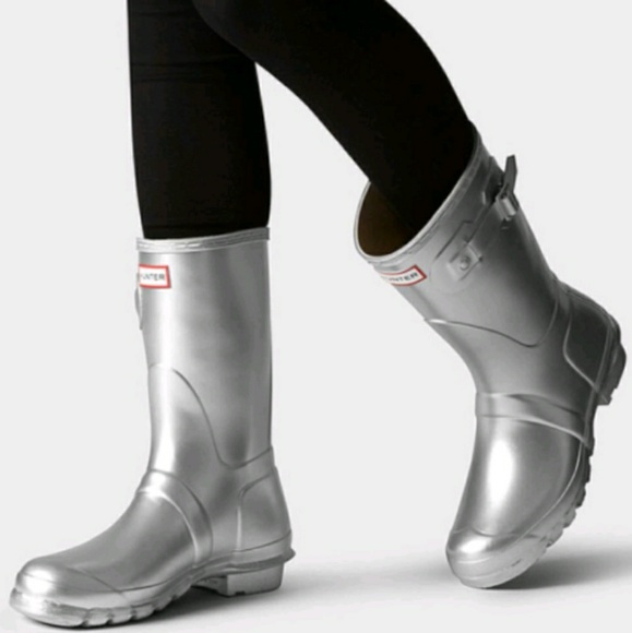 short silver boots